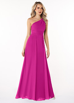 Azazie Dallas Bridesmaid Dresses Fuchsia A-Line One Shoulder Chiffon Dress image3