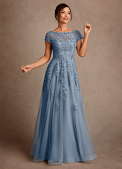 Azazie Jalinda Moeder van de bruid jurken A-Lijn Jurk van Chiffon Kant Schemering image3