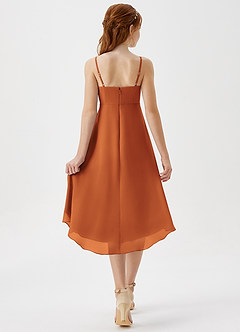 Azazie Mariam Junior Cinnamon A-Line Pleated Chiffon Dress image2