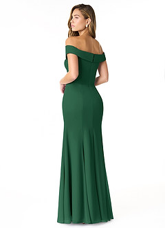 Azazie Lecia Bridesmaid Dresses Dark Green Empire Off-The-Shoulder Pleated Chiffon Convertible Dress image4