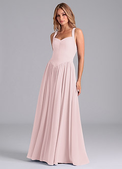 Azazie Francis Bridesmaid Dresses Blushing Pink A-Line Corset Chiffon Dress image5