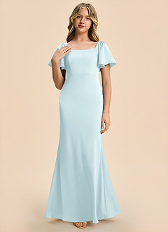 Azazie Chace Junior Cloud Blue Sheath Stretch Satin Dress image6