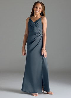Azazie Maci Junior Twilight Mermaid Pleated Stretch Satin Dress image1