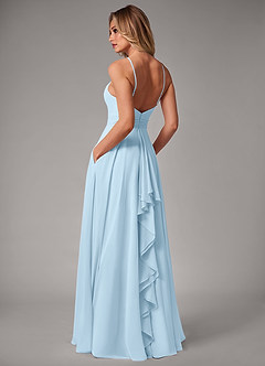 Azazie Amalia Robes de demoiselle d'honneur Robe Trapèze en Mousseline de soie Plissée Bleu Ciel image2