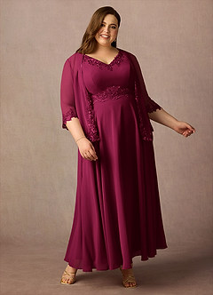 Azazie Devana Mère de la mariée Robes Robe Trapèze en Mousseline de soie Sequins Bourgogne image9