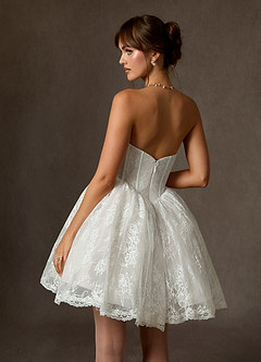 Azazie Clover Hochzeitskleider Ballkleid Schulterfrei Spitze Kleid Diamantweiß image4