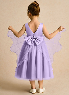 Azazie Pear Flower Girl Dresses Lilac Ball-Gown Bow Tulle Dress image3
