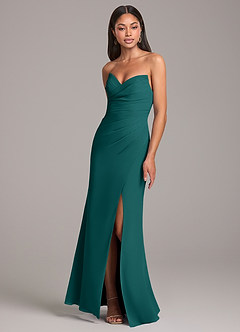 Azazie Yola Bridesmaid Dresses Peacock Sheath Pleated Chiffon Convertible Dress image3