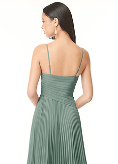 Azazie Vini Bridesmaid Dresses Silver Sage A-Line V-Neck Pleated Chiffon Dress image5