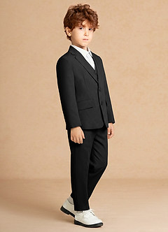 front Theo Negro Traje de 2 piezas para niño