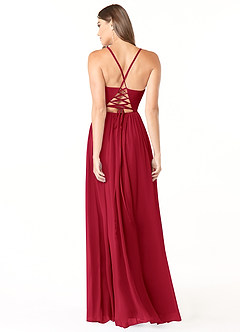 Azazie Aaida Bridesmaid Dresses Scarlet A-Line Corset Chiffon Dress image2
