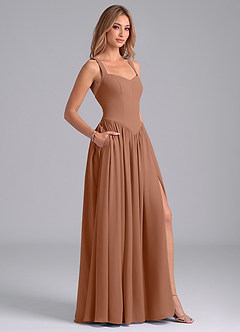 Azazie Francis Bridesmaid Dresses Bronzer A-Line Corset Chiffon Dress image6