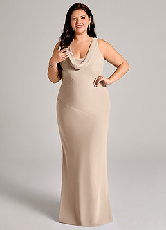 Azazie Rylina Vestidos de damas de honor Vestido de Gris Pardo de Gasa de Corte Sirena con Plisado image4