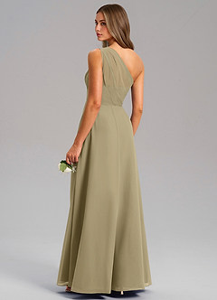 Azazie Phaedra Jurken voor bruidsmeisjes Jurk van Chiffon met A-Lijn One-Shoulder Mosgroen image15