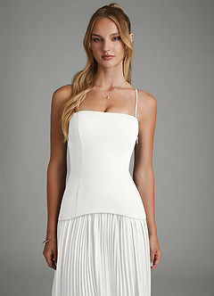 Azazie Alex Bridesmaid Dresses White A-Line Corset Chiffon Dress image7