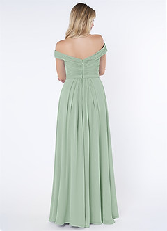Azazie Audrianna Bridesmaid Dresses Agave A-Line Off-The-Shoulder Gathered Chiffon Convertible Dress image2