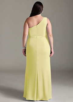 Azazie Liza Jurken voor bruidsmeisjes Jurk van Chiffon met Zeemeermin One-Shoulder Citroensorbet image9