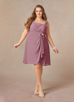 Azazie Olivia Mother of the Bride Dresses Vintage Mauve A-Line Square Neckline Pleated Chiffon Dress image9