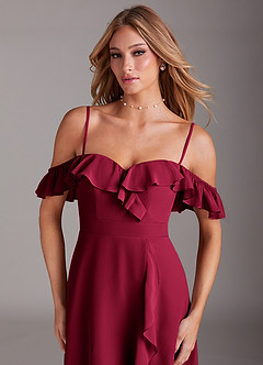 Azazie Lyra Bridesmaid Dresses Burgundy A-Line Chiffon Convertible Dress image16
