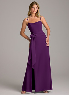 Azazie Tahlia Brautjungfernkleider A-Linie Gürtel/Schärpe Chiffon Kleid Traube image1
