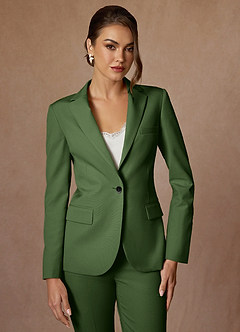 front Kennedy Olive Structured Stretch Pants Suit