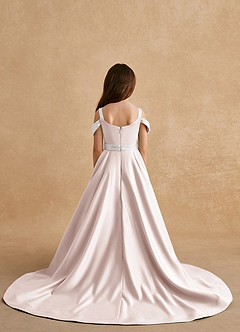 Azazie Jodi Abiti da Ragazza di Fiori Abito A-Line in Raso Opaco Petalo Di Rosa image2