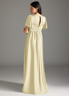 Azazie Verna Maternity Bridesmaid Dresses A-Line Ruched Stretch Satin Floor-Length Dress image2