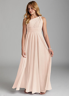 Azazie Charlize Junior A-Linie Gittergewebe Kleid Zartrosa image4
