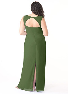 Azazie Flori Robes de demoiselle d'honneur Robe Fourreau en Mousseline de soie Col Carré Olive image8