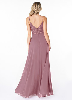 Azazie Lena Bridesmaid Dresses Vintage Mauve A-Line Lace Chiffon Dress image2