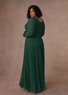 Azazie Zina vestidos de madre de la novia Vestido de Verde Oscuro de Gasa de Corte En A con Plisado image10
