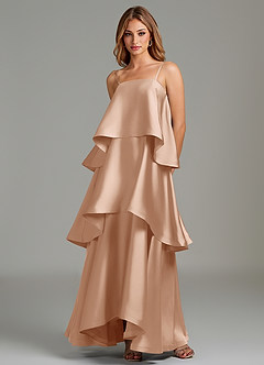 Azazie Azalea Robes de demoiselle d'honneur Robe Trapèze en Satin extensible Drapé Rose Anglais image5