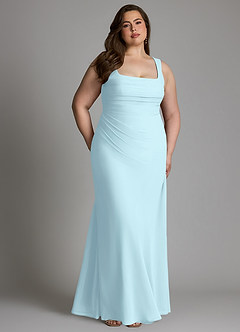 Azazie Agustina Bridesmaid Dresses Cloud Blue Mermaid Corset Chiffon Dress image12
