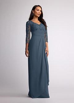 Azazie Joan Mother of the Bride Dresses Neptune Sheath V-Neck Lace Chiffon Dress image2