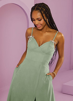 Barbie ♥ Azazie Abiti da Damigella Abito A-Line in Chiffon Con Tasche Verde Salvia image7
