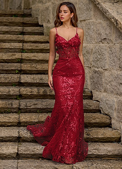 Blazing Rød Glitter gallakjole image5