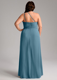 Azazie Eren Robes de demoiselle d'honneur Robe Fourreau en Mousseline de soie Ue épaule Bermude image9