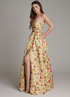 Azazie Zeta Probar vestidos en casa Vestido de Girasol de Brocado de Corte en A con Corsé image8