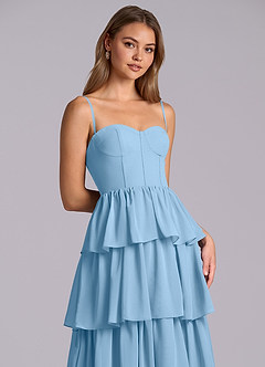 Azazie Faye Bridesmaid Dresses Steel Blue A-Line Sweetheart Neckline Chiffon Dress image2