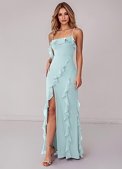 Azazie Malia Suknie dla druhen Osłona Marszczony Szyfon Do ziemi Sukienka image6