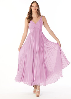 Azazie Raychelle Bridesmaid Dresses Candy Pink A-Line V-Neck Chiffon Dress image1