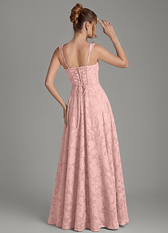 Azazie Azaria Bridesmaid Dresses Powder Pink A-Line Corset Floral Burnout Dress image5
