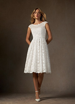 Azazie Ginnie Abiti da Sposa Abito A-Line in Pizzo Bianco Diamante image1