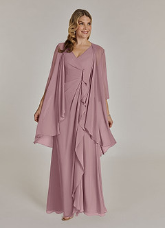 Azazie Manuella Mother of the Bride Dresses Dusty Rose A-Line V-Neck Pleated Chiffon Dress image1
