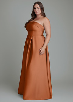 Azazie Lucienne Bridesmaid Dresses Copper A-Line Strapless Stretch Satin Convertible Dress image11