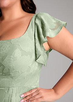 Azazie Bondi Bridesmaid Dresses Dusty Sage A-Line Side Slit Floral Burnout Dress image11