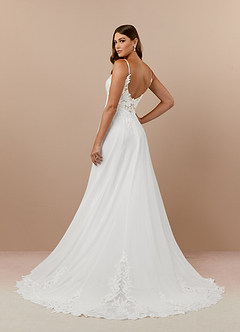 Azazie Kimmarie Abiti da Sposa Abito A-Line in Chiffon con Scollo a V e Paillettes Bianco Diamante Champagne image4