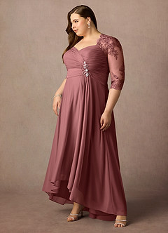 Azazie Anne vestidos de madre de la novia Vestido de Rosa Del Desierto de Encaje de Recto con Corazón Lentejuelas image14