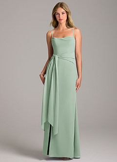 Azazie Tahlia Bridesmaid Dresses Agave A-Line with Belt Chiffon Dress image5