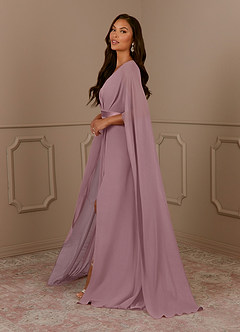 Azazie Isa Mother of the Bride Dresses Dusty Rose A-Line V-Neck Pleated Chiffon Dress image2